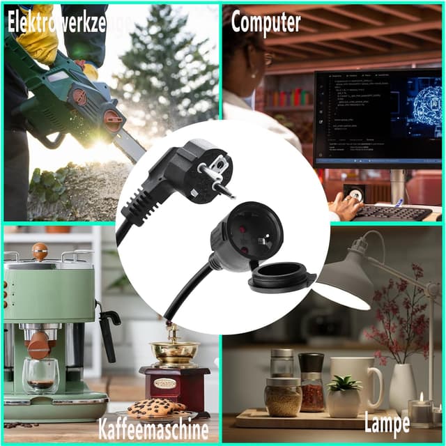 Thumbnail 6 de LANMINGLEL Outdoor-Verlängerungskabel 90 Grad Schuko, 3x1,5 mm², IP44, 2 m