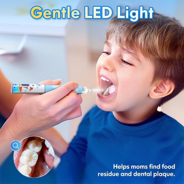 Detalle de Kids Electric Toothbrush (3-5-6-12) with Timer, Rainbow LED & Sonic Vibration – Astronauts Blue