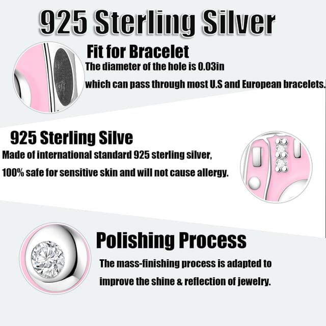 Detalle de FLUFLO Charm Anhänger für Damen aus 925 Sterling Silber mit Zirkonia (für Armband & Halskette, C03)