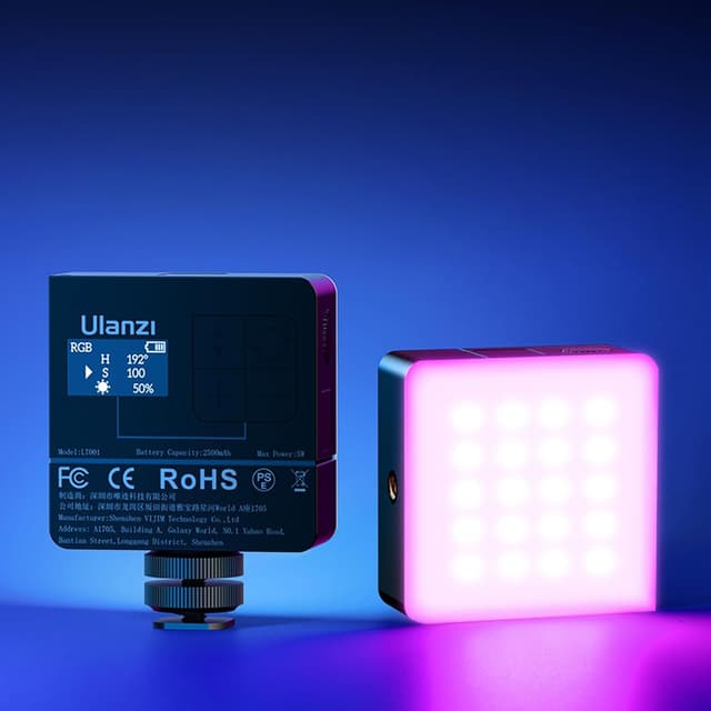 Detalle de ULANZI VL49 Pro RGB Videoleuchte mit 2500-mAh-Akku, Magnet-Adsorption und 20 Lichteffekten