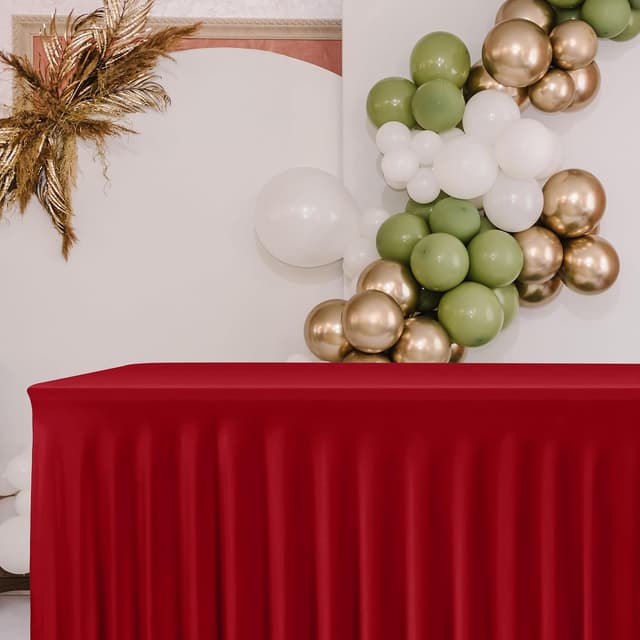 Thumbnail 5 de HolidayIdeas Red Spandex Table Skirt for 6 ft Tables 🎄