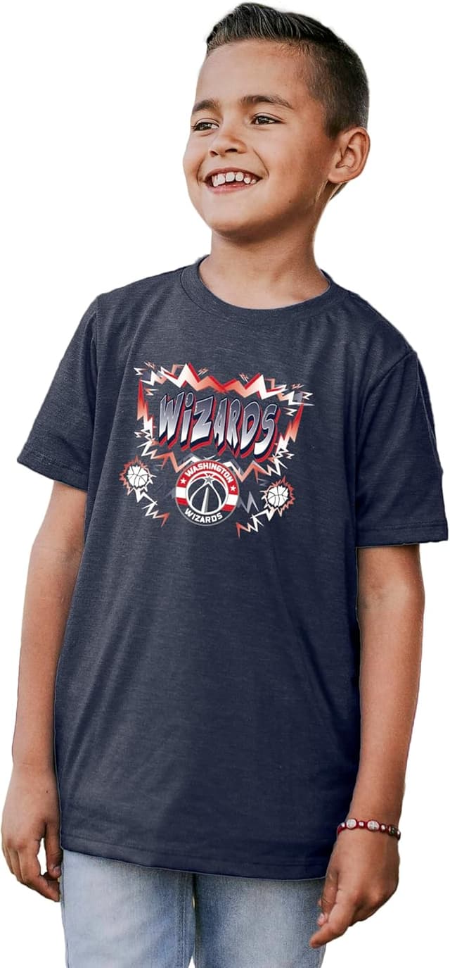 Detalle 2 de Blue 84 NBA Unisex Kids Miami Heat Youth Tri-Blend T-Shirt (Officially Licensed)