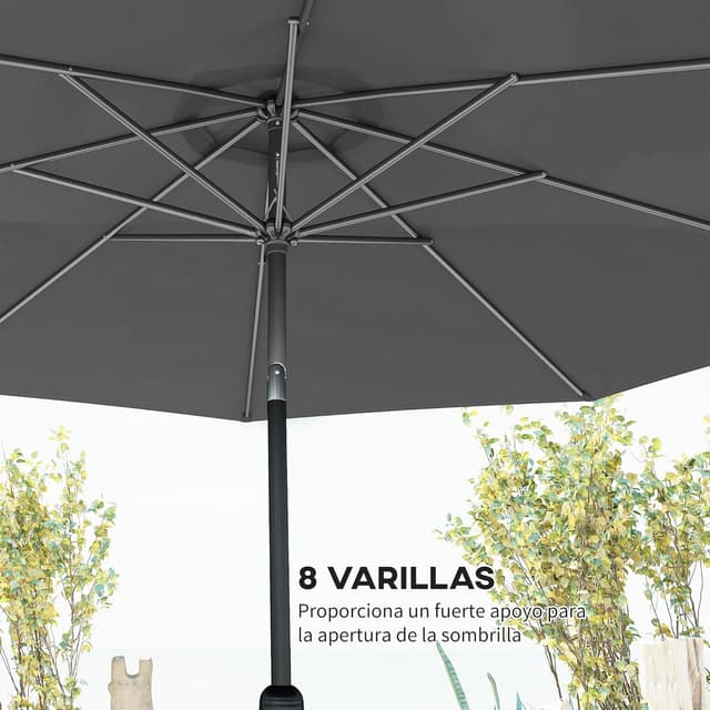 Thumbnail 5 de Outsunny Sombrilla de Jardín Ø295 cm manivela