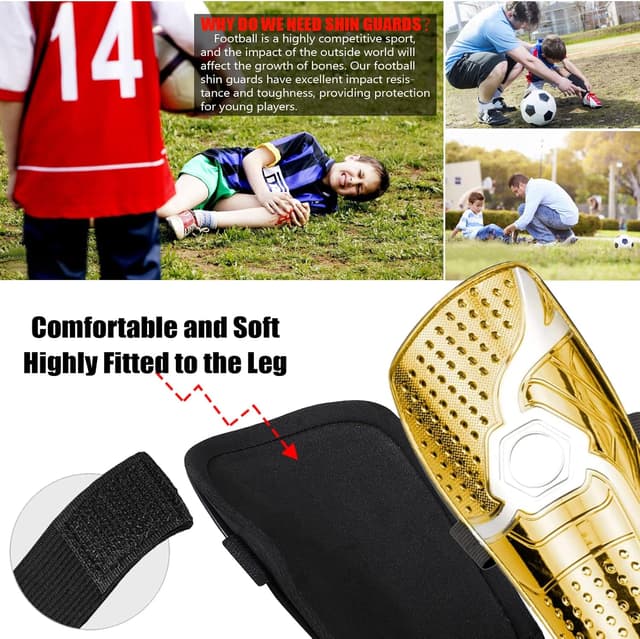 Thumbnail 6 de Goldmiky Parastinchi da calcio per bambini (6-12 anni) con maniche elastiche e protezione per le gambe