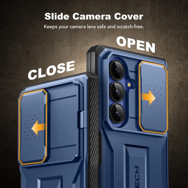 Detalle 2 de TONGATE for Galaxy Z Fold 7 Case with Privacy Screen Protector, Slide Camera Cover, Military-Drop Protection & Belt Clip (Blue)