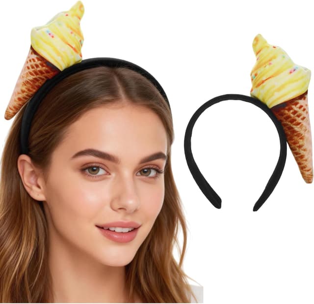 Beavorty bandeau en forme de cornet de glace en tissu doux, accessoire de fête (unisex)