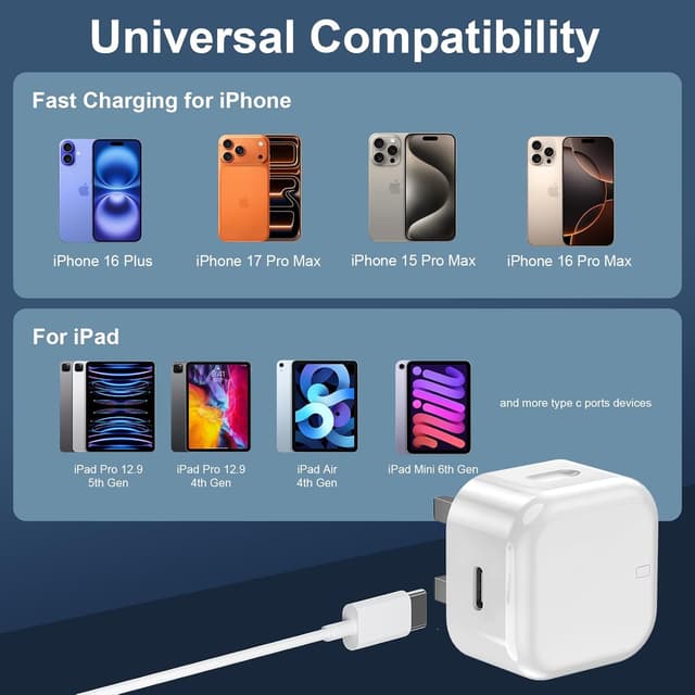 Detalle 1 de USB C Charger 20W Fast Charge for iPhone