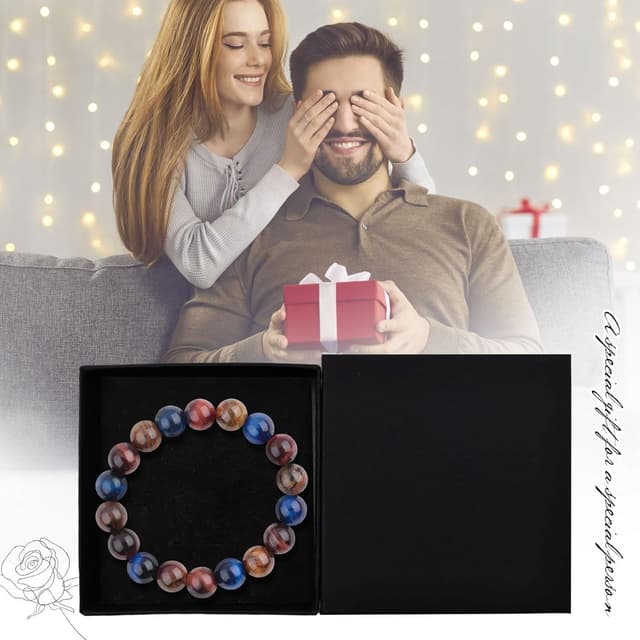 Thumbnail 6 de Tigerauge Armband aus echtem Naturstein mit 10-mm-Perlen – verstellbar, elastisch, unisex