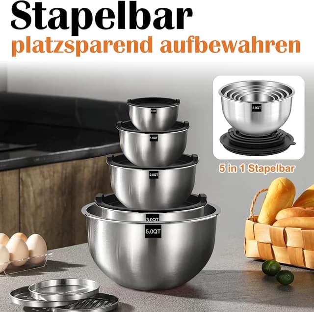 Detalle 2 de Terlulu Rührschüssel Set 5-teilig, 4,7 l