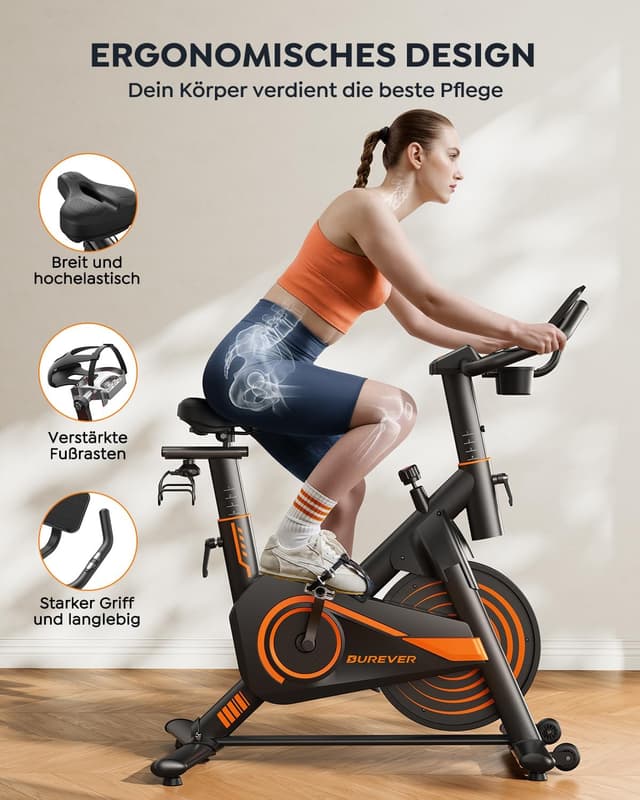 Detalle 1 de Burever Hometrainer mit App, 15 kg Schwungrad