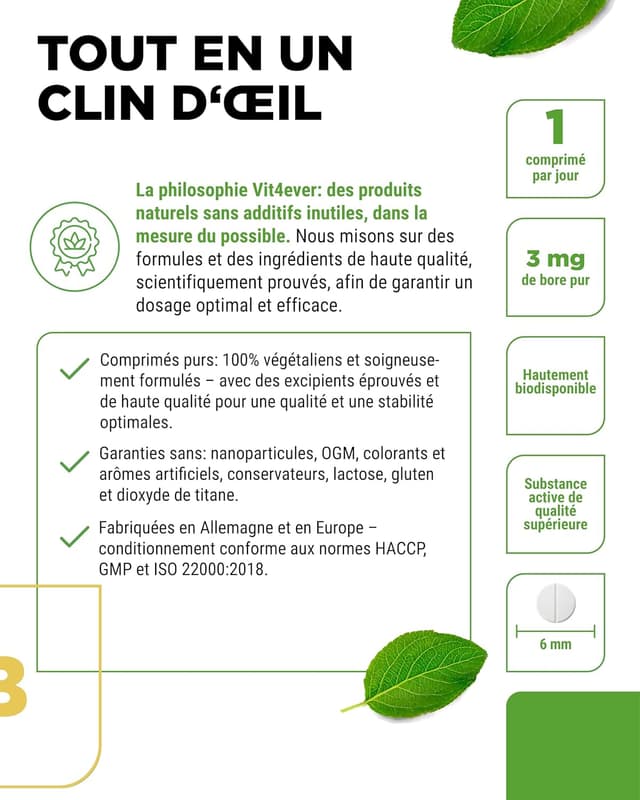 Detalle 2 de Vit4ever Bore – 3 mg de bore pur en comprimés (365 comprimés) végan