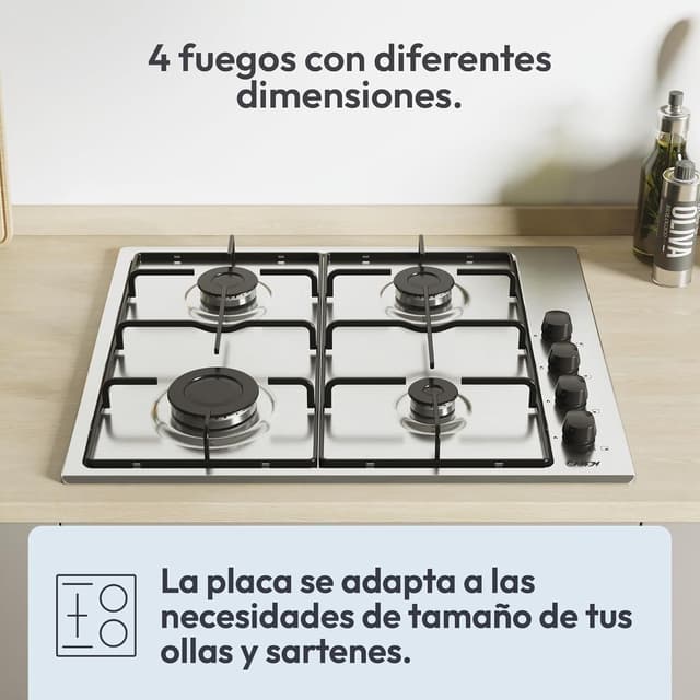 Detalle 2 de Candy Idea CHW6LBX/4U2 Placa gas 60 cm, 7,2 kW