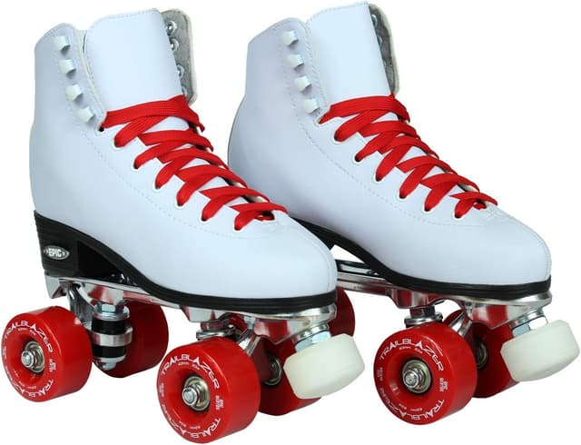 Detalle de Epic Skates Classic White Roller Skates with Red Wheels