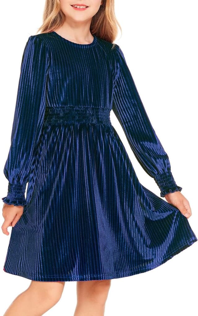 Detalle de Robe en velours scintillant pour filles Arshiner (6 à 13 ans) : robe de fête automne-hiver