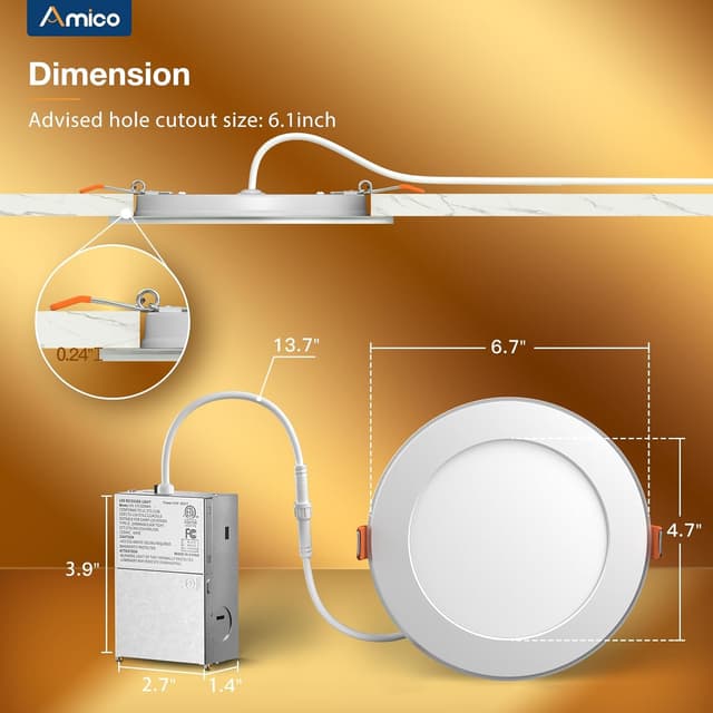 Thumbnail 4 de Amico 6 Inch 5CCT LED Recessed Light 1100LM