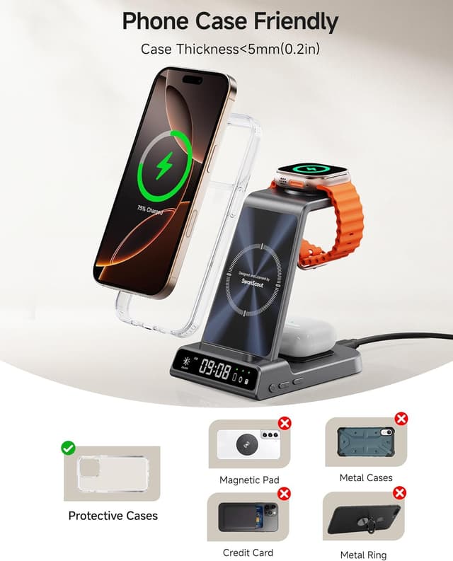 Thumbnail 5 de SwanScout C02A Caricatore Wireless 3-in-1 🔌