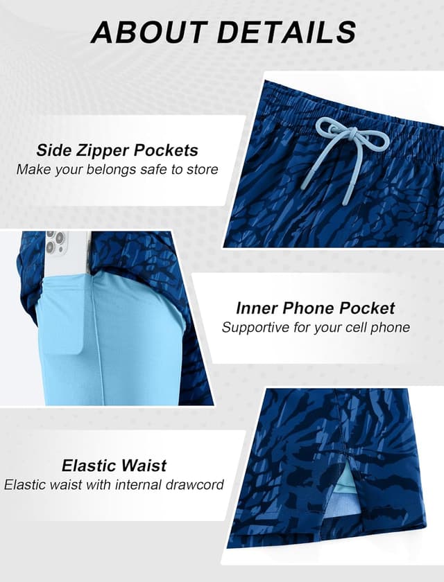 Detalle 2 de Veepro Men’s 2-in-1 Running Shorts with Compression Liner, Quick Dry 7