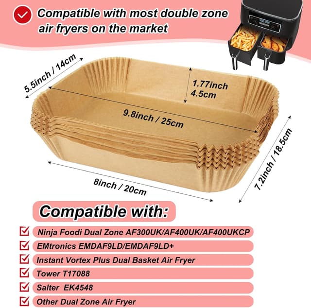 Detalle 2 de BYKITCHEN 150 Pcs Air Fryer Liners for Ninja Dual ⌛
