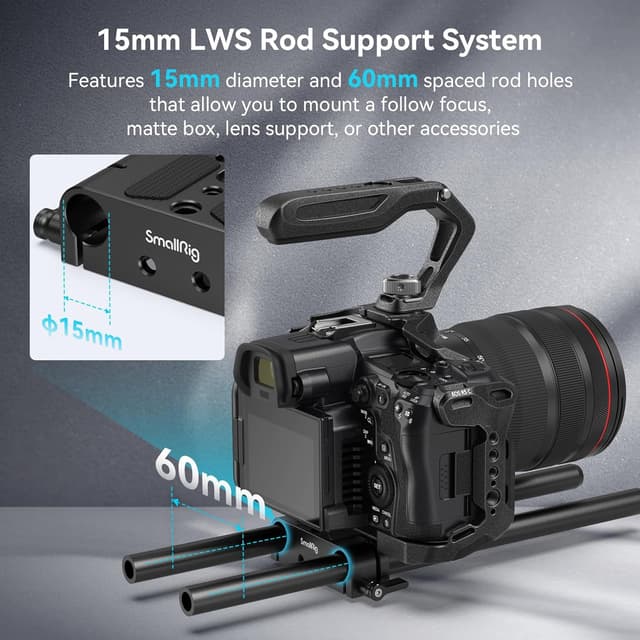 Detalle de SMALLRIG 1674 universal base plate with 15mm rod