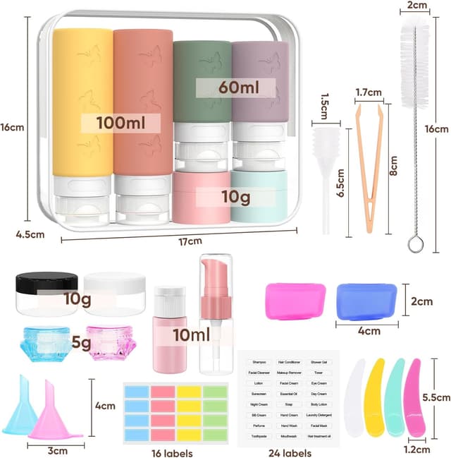 Thumbnail 6 de PLUSYES set flaconi da viaggio in silicone (26 pezzi) per liquidi fino a 100 ml