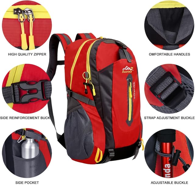 Detalle de Besrina 40L Lightweight Hiking Backpack – water-resistant trekking rucksack for travel, camping and cycling