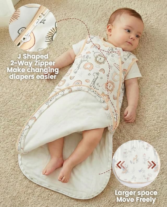 Detalle 2 de WYTbaby 2er-Pack Baby-Schlafsack 1,5 Tog aus 100% Baumwolle (0–24 Monate)