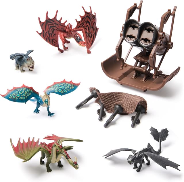 Detalle de DreamWorks Dragons How to Train Your Dragon 5-Pack Dragon Catcher Set with Hiccup’s Mangler Net Launcher (Ages 4+)