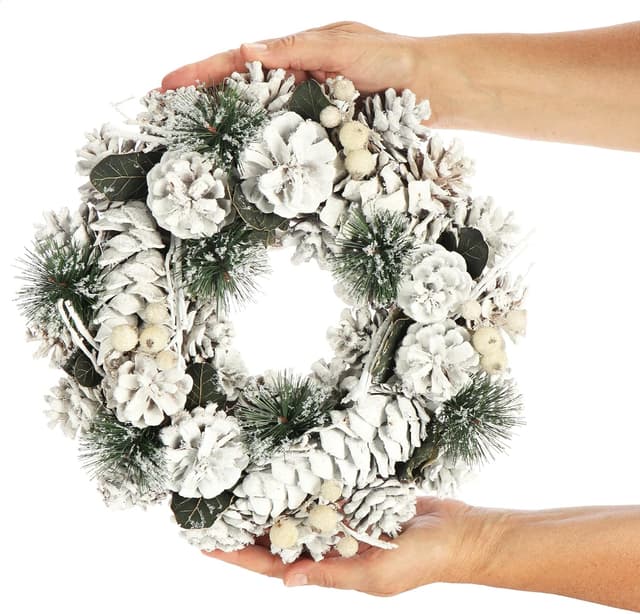 Thumbnail 5 de COM-FOUR Couronne de Porte Blanche 30 cm 🎄