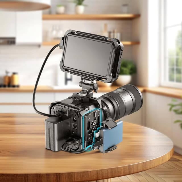 Detalle 2 de SMALLRIG Verlängerungs-Käseplatte für Kamera-Rigs (4887) mit 1/4" & 3/8" Gewinden, Cold Shoe und ARRI-Positionierung