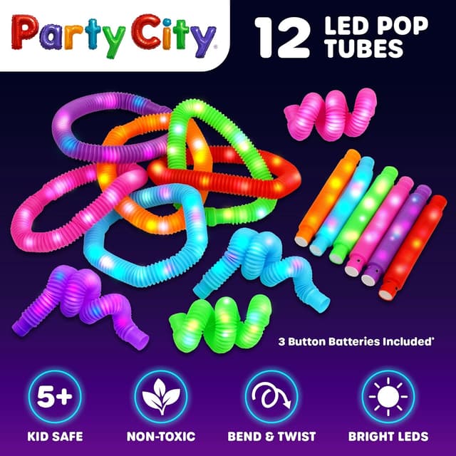 Thumbnail 5 de Party City 12pk LED Light Up Pop Tubes 25" fidget tubes ๐