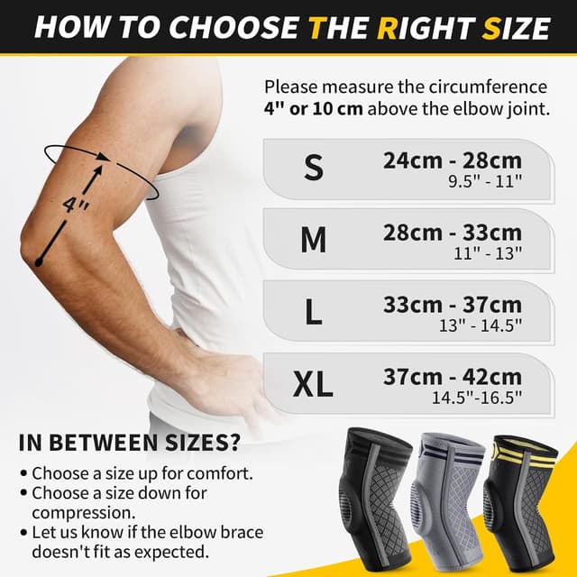 Detalle 2 de CAMBIVO Elbow Support for Men & Women 2 Pack (Gel Pad, Dual Stabilizers) for Tennis/Golfer’s Elbow & Tendonitis, Black, S