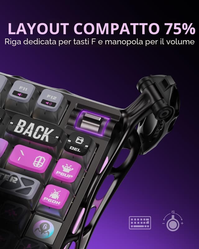 Detalle de GravaStar Mercury K1 Pro tastiera meccanica wireless 75% ⌨