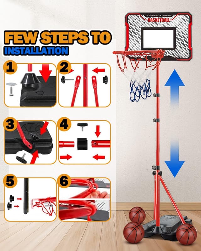 Detalle 1 de Adjustable Kids Basketball Hoop & Dart Board Set (43–75 inches) – Indoor/Outdoor Play for Toddlers to Teens