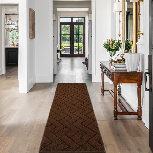 Detalle 2 de Biscpro Door Mat 50x150cm (Dark Brown) – Indoor washable, non-slip dirt-trapper