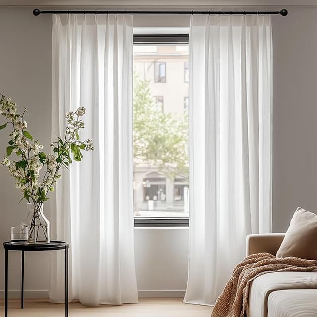 Imagen de Deconovo Cortinas de Gasa con Volantes, Blanco, 140×175 cm🪟 en OfertitasTOP