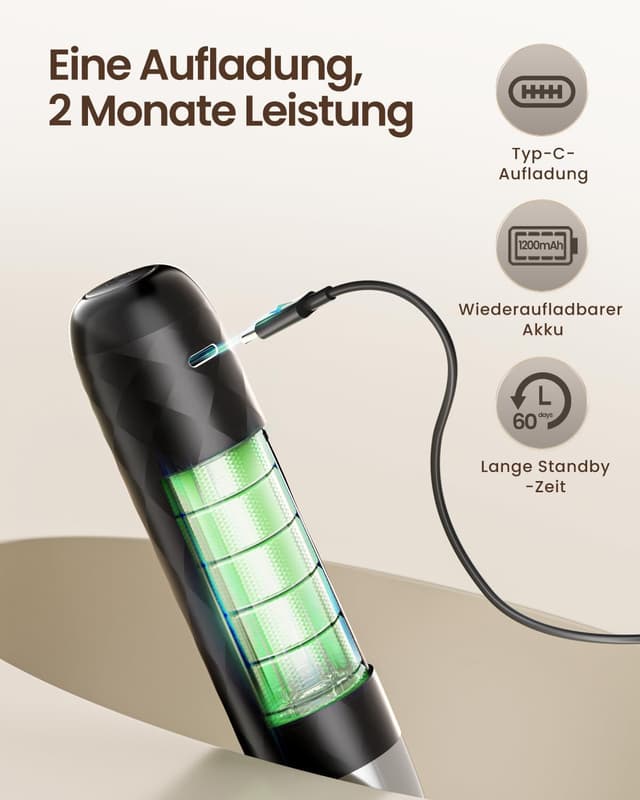 Detalle de Maestri House LunaFro Mini – wiederaufladbarer elektrischer Milchaufschäumer mit USB-C