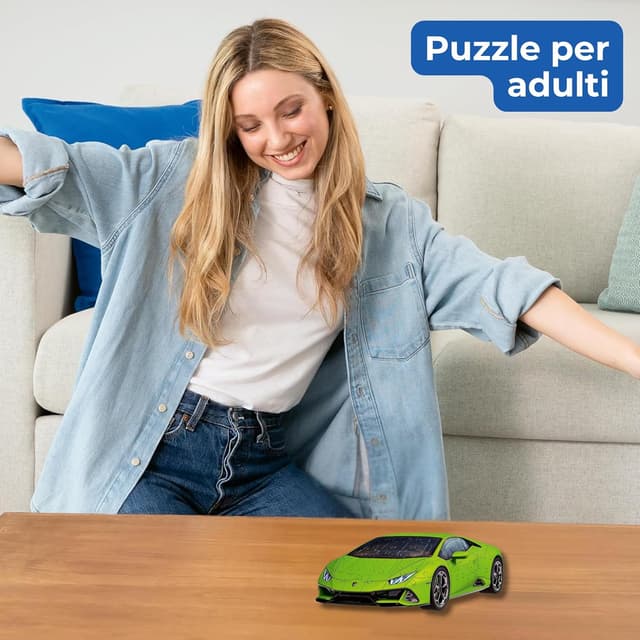 Detalle de Ravensburger Puzzle 3D Lamborghini Huracán EVO, modellismo da costruire in 108 pezzi (3D, Easy Click) per bambini e adulti