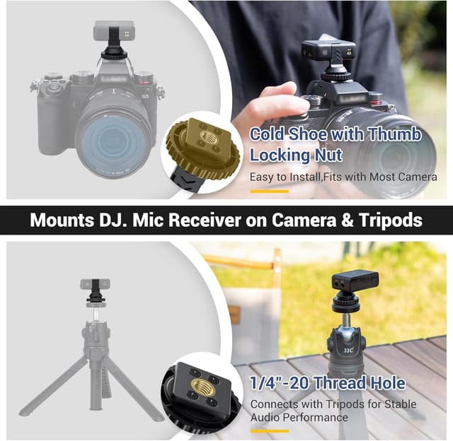 Detalle 2 de JJC Cold Shoe Screw Mount Adapter for DJI Mic (hot shoe mount + 1/4-20 tripod thread)