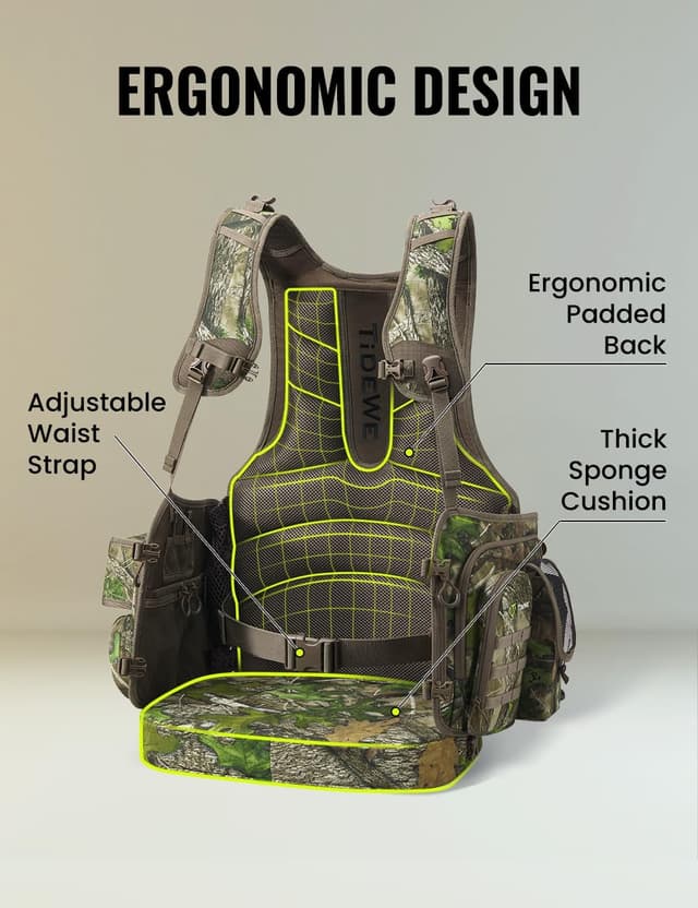 Detalle de TIDEWE Vest with Seat with Game Pouch and Kickstand (Strut Camo)