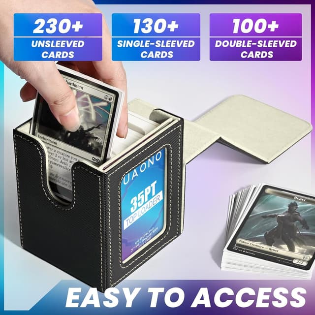 Detalle de UAONO Kartendeck Box für MTG Commander (EDH) inkl. Top Loader, Platz für 100+ doppelt gesleevte Karten