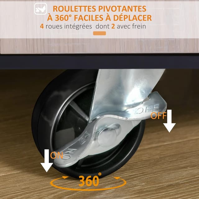 Thumbnail 3 de HOMCOM Chariot de Service Cuisine à Roulettes