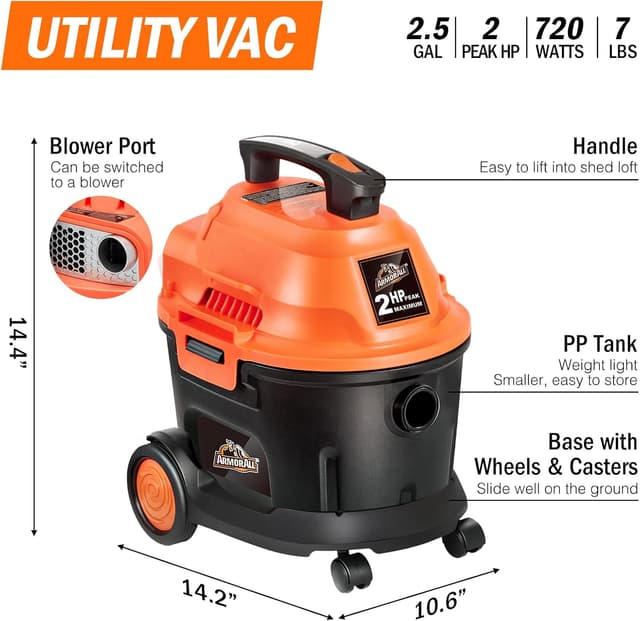 Detalle de Armor All AA255W 2.5 Gallon Wet/Dry Vac