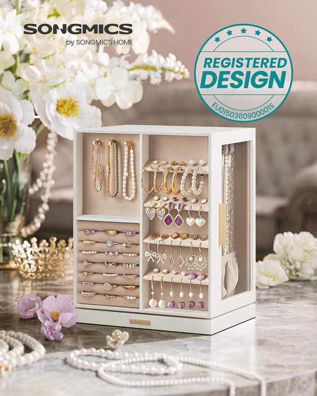 Detalle 2 de SONGMICS GISELLA Schmuckkästchen 360° Drehbar