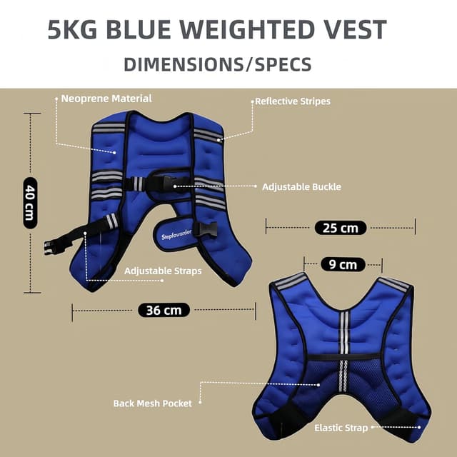 Detalle de Stepfowarder Weighted Vest (3kg or 5kg) with Reflective Stripe