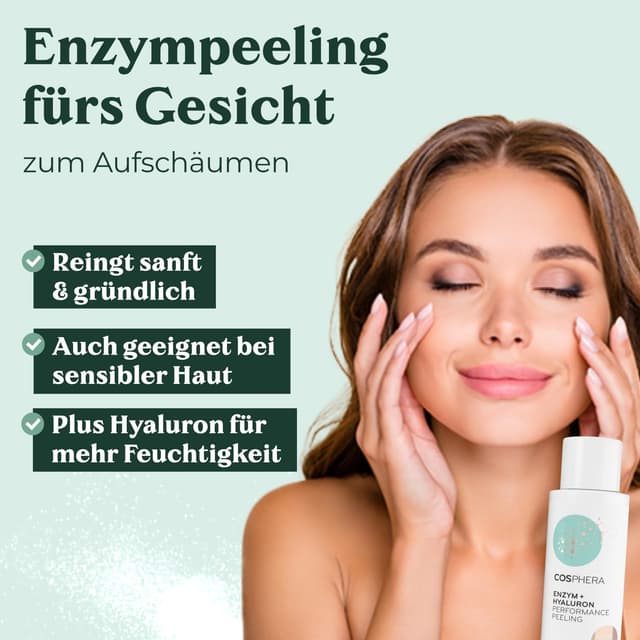 Detalle de Enzym Peeling Gesicht mit Hyaluron (100% vegan, Enzym Powder) – sanfte Porenreinigung für glatte Haut