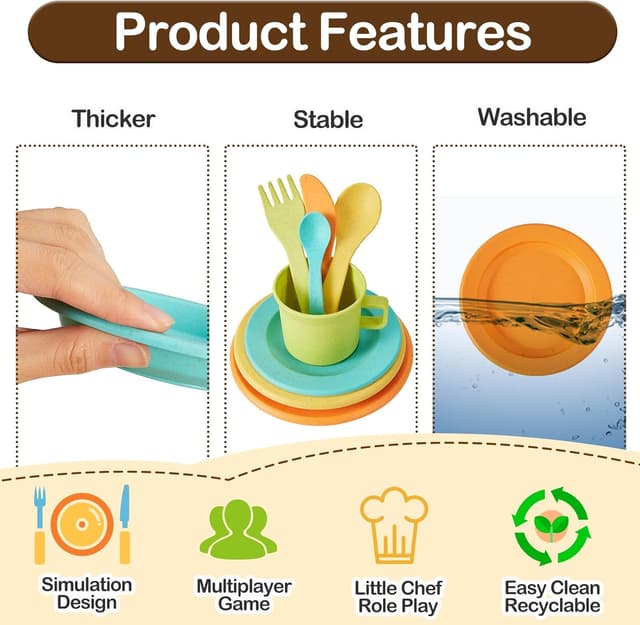 Detalle de Buyger Kids Kitchen Accessories & Tea Set (35 pcs) for Toddlers 3–5