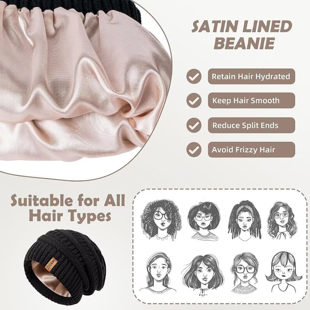 Detalle 2 de Satin Lined Beanie 3-Pack