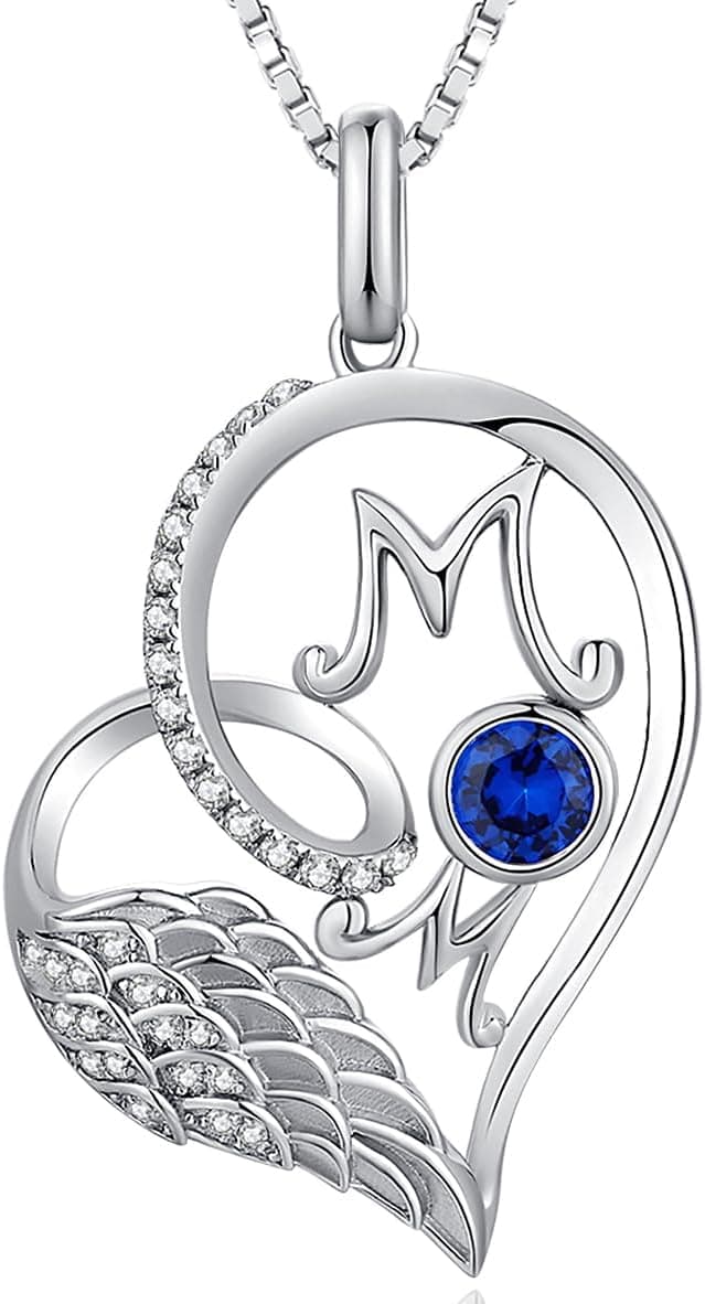 Detalle de jiamiaoi 18K Weißgold-plattierte Herz-Kette mit 925 Silberkette und Geburtsstein (31 × 24 mm) – Halskette für Damen