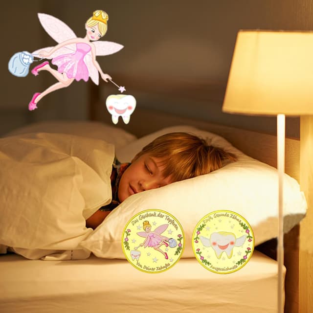 Detalle de VEEKAY Zahnfee Münzen (10 Stück) – bunte Goldmünzen als Geschenk für Kinder