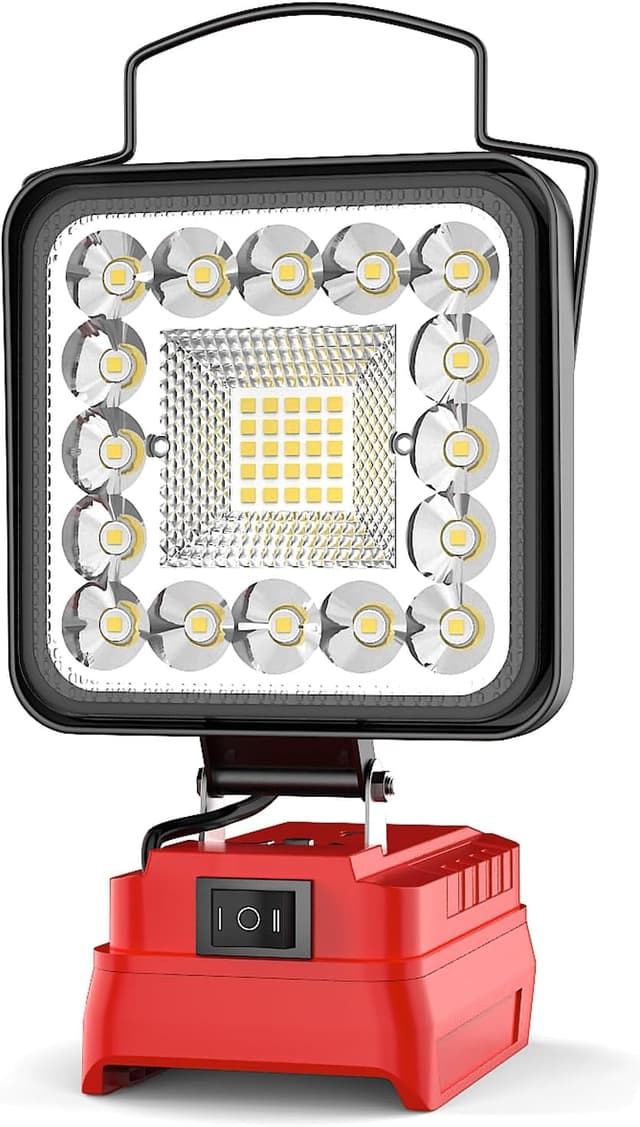 Detalle de Akku Lampe für Einhell PXC 18V Akku – 48W LED Arbeitsleuchte mit 4.800 lm und 2 USB (ohne Akku)
